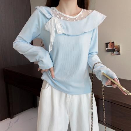 FA50176# 大码长袖加厚保暖假两件绑带T恤女装时尚显瘦百搭减龄打底衫 服裝批發女裝批發服飾貨源