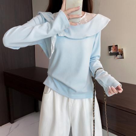 FA50176# 大码长袖加厚保暖假两件绑带T恤女装时尚显瘦百搭减龄打底衫 服裝批發女裝批發服飾貨源