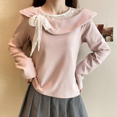 FA50176# 大码长袖加厚保暖假两件绑带T恤女装时尚显瘦百搭减龄打底衫 服裝批發女裝批發服飾貨源