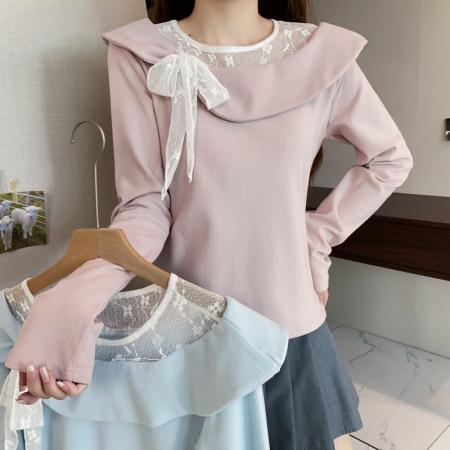 FA50176# 大码长袖加厚保暖假两件绑带T恤女装时尚显瘦百搭减龄打底衫 服裝批發女裝批發服飾貨源