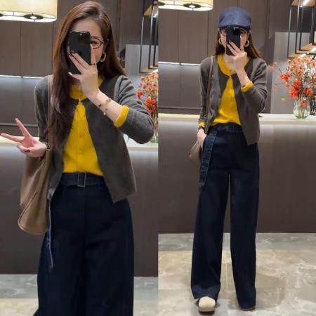 FA50186# 秋冬慵懒拼接...