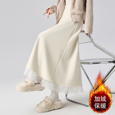 FA50192# 羊绒加绒半身裙女秋冬新款高腰显瘦遮胯垂感a字大摆伞裙 服裝批發女裝批發服飾貨源