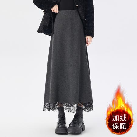FA50192# 羊绒加绒半身裙女秋冬新款高腰显瘦遮胯垂感a字大摆伞裙 服裝批發女裝批發服飾貨源
