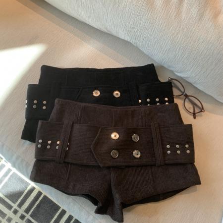 FA50200# 秋冬复古灯芯绒短裤 服裝批發女裝批發服飾貨源