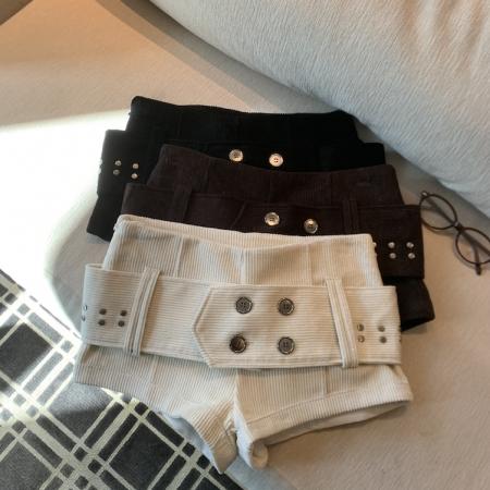 FA50200# 秋冬复古灯芯绒短裤 服裝批發女裝批發服飾貨源