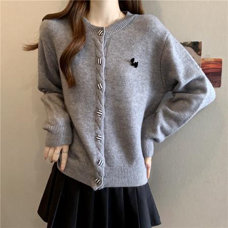 FA50203# 秋冬大码氛围感紫色毛衣开衫外套韩系穿搭小众气质上衣针织衫 服裝批發女裝批發服飾貨源