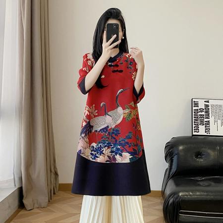 FA50214# 新款连衣裙小众设计改良旗袍秋装新款高端气质复古大码女装 服裝批發女裝批發服飾貨源