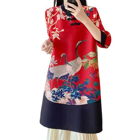 FA50214# 新款连衣裙小众设计改良旗袍秋装新款高端气质复古大码女装 服裝批發女裝批發服飾貨源