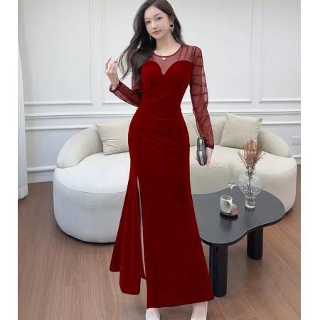 FA50221# 名媛高级感气质女人味秋冬显瘦修身连衣裙 服裝批發女裝批發服飾貨源