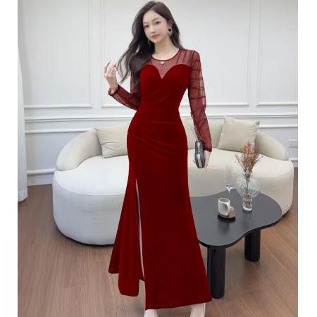 FA50221# 名媛高级感气质女人味秋冬显瘦修身连衣裙 服裝批發女裝批發服飾貨源