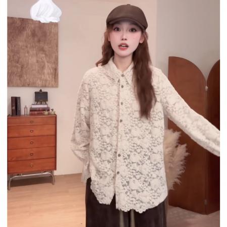 FA50232# 落花为信秋冬款小众加厚时尚长袖衬衫女 服裝批發女裝批發服飾貨源