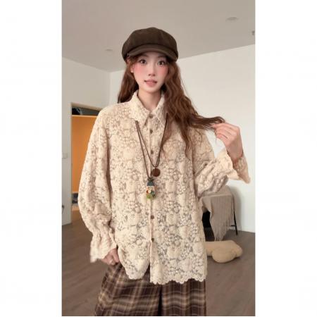 FA50232# 落花为信秋冬款小众加厚时尚长袖衬衫女 服裝批發女裝批發服飾貨源