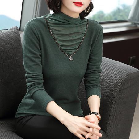 FA50251# 打底衫女秋装新款内搭高领春衣百搭镂空百搭长袖上衣t恤女 服裝批發女裝批發服飾貨源