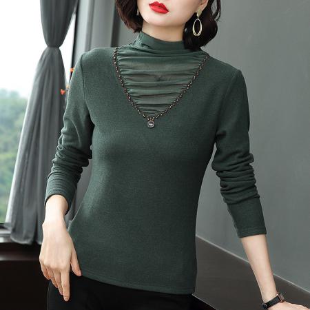 FA50251# 打底衫女秋装新款内搭高领春衣百搭镂空百搭长袖上衣t恤女 服裝批發女裝批發服飾貨源