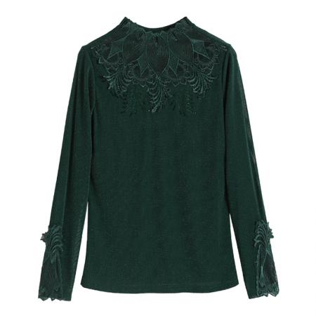 FA50253# 秋装新款韩版百搭蕾丝网纱修身打底衫女士上衣T恤 服裝批發女裝批發服飾貨源