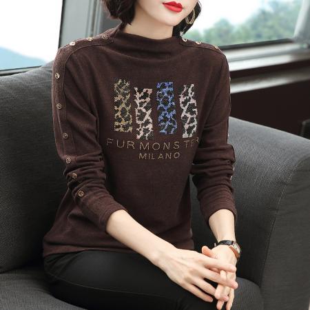 FA50254# 半高领打底衫女秋冬春秋新款百搭秋衣中领女士内搭长袖 服裝批發女裝批發服飾貨源