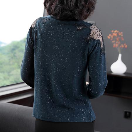 FA50256# 高领打底衫女秋冬新款修身长袖性感镂空洋气小衫内搭亮丝上衣 服裝批發女裝批發服飾貨源