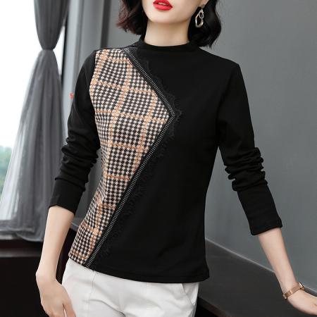 FA50258# 新款小衫洋气上衣女式高档内搭打底衫秋冬半高领长袖t恤 服裝批發女裝批發服飾貨源
