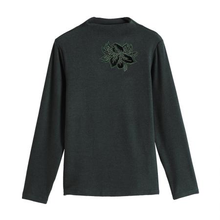 FA50259# 刺绣镂空小衫秋冬磨毛长袖内搭洋气上衣半高领打底衫女 服裝批發女裝批發服飾貨源