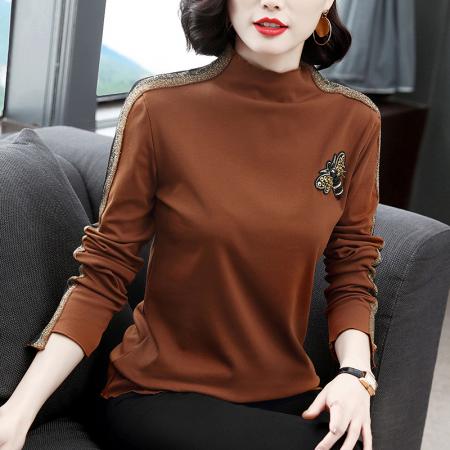 FA50262# 半高领打底衫长袖秋冬新款女装高领t恤女式洋气小衫 服裝批發女裝批發服飾貨源