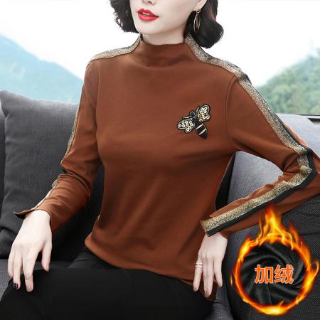 FA50262# 半高领打底衫长袖秋冬新款女装高领t恤女式洋气小衫 服裝批發女裝批發服飾貨源