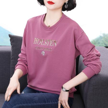 FA50264# 圆领卫衣女新款春装宽松大码字母长袖t恤装洋气上衣 服裝批發女裝批發服飾貨源