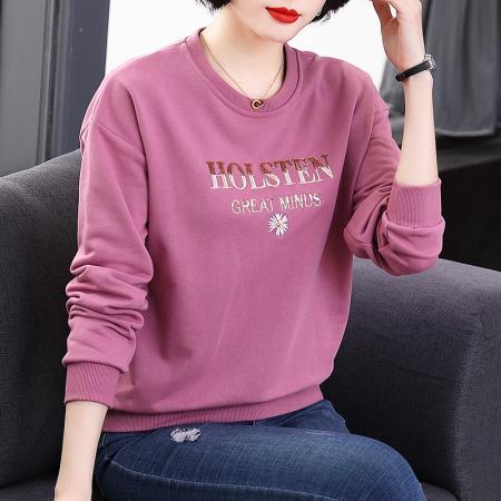 FA50264# 圆领卫衣女新款春装宽松大码字母长袖t恤装洋气上衣 服裝批發女裝批發服飾貨源