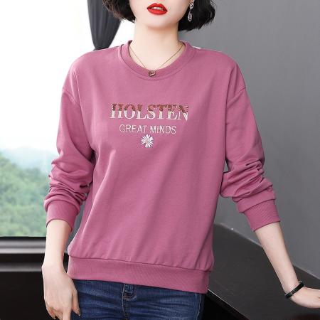 FA50264# 圆领卫衣女新款春装宽松大码字母长袖t恤装洋气上衣 服裝批發女裝批發服飾貨源