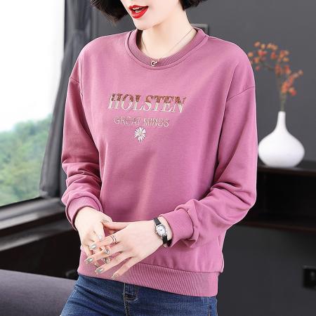 FA50264# 圆领卫衣女新款春装宽松大码字母长袖t恤装洋气上衣 服裝批發女裝批發服飾貨源