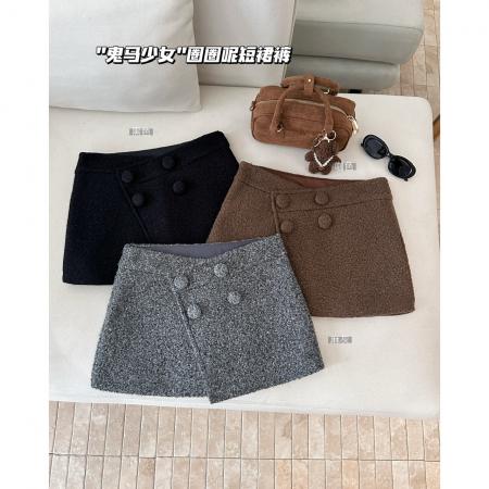 FA50294# 圈圈呢半身裙辣妹显瘦a字短裙裤短款多扣搭片 服裝批發女裝批發服飾貨源