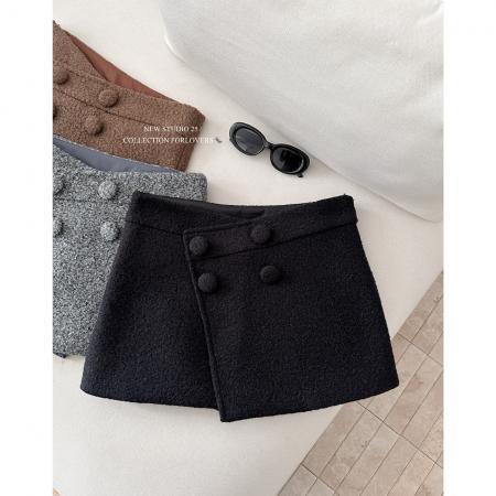 FA50294# 圈圈呢半身裙辣妹显瘦a字短裙裤短款多扣搭片 服裝批發女裝批發服飾貨源