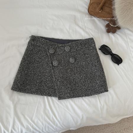 FA50294# 圈圈呢半身裙辣妹显瘦a字短裙裤短款多扣搭片 服裝批發女裝批發服飾貨源