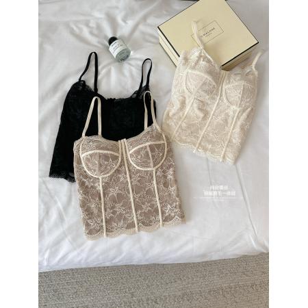 FA50296# 法式蕾丝骨线保暖吊带背心女胸垫一体修身内搭外穿美背 服裝批發女裝批發服飾貨源