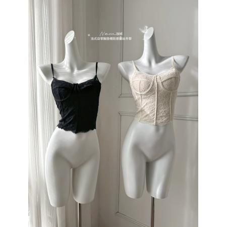 FA50296# 法式蕾丝骨线保暖吊带背心女胸垫一体修身内搭外穿美背 服裝批發女裝批發服飾貨源