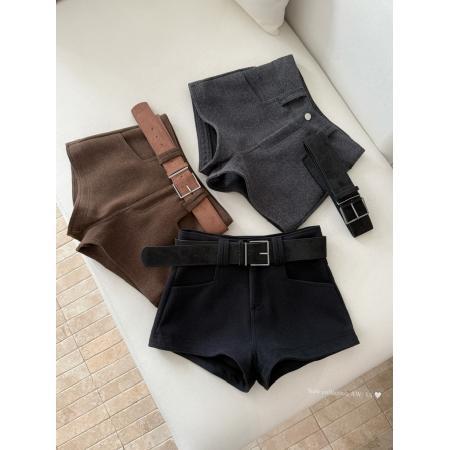 FA50300# 灰色毛呢a字西装短裤女秋冬辣妹外穿包臀超短热裤靴裤配长靴 服裝批發女裝批發服飾貨源