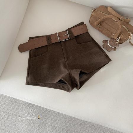 FA50300# 灰色毛呢a字西装短裤女秋冬辣妹外穿包臀超短热裤靴裤配长靴 服裝批發女裝批發服飾貨源