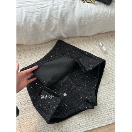 FA50301# 韩系气质甜美亮片蝴蝶结短裙裤女冬季高腰显瘦A字短裤裙子 服裝批發女裝批發服飾貨源