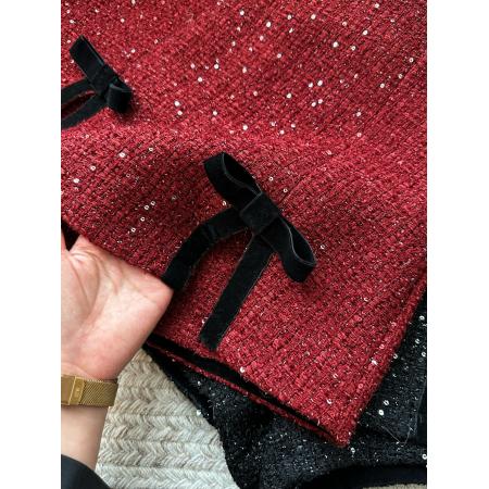 FA50301# 韩系气质甜美亮片蝴蝶结短裙裤女冬季高腰显瘦A字短裤裙子 服裝批發女裝批發服飾貨源