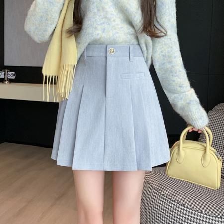 FA50305# 毛呢短裙女秋冬新款呢子a字裙高腰防走光短裤百褶半裙女 服裝批發女裝批發服飾貨源