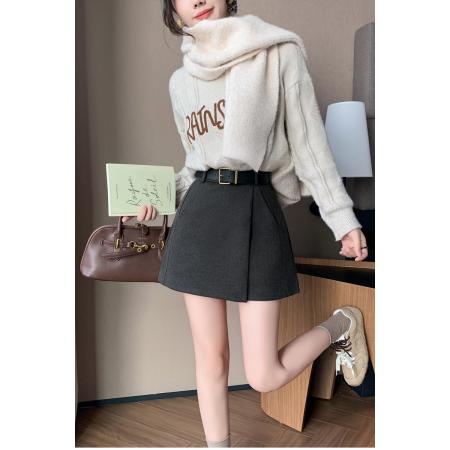 FA50307# 毛呢短裤裙女秋冬新款呢子a字裙裤高腰A字短裤靴裤女外穿 服裝批發女裝批發服飾貨源