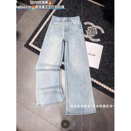 FA50323# 欧货新款轻奢时尚重工烫钻钉珠浅蓝气质直筒牛仔裤 服裝批發女裝批發服飾貨源