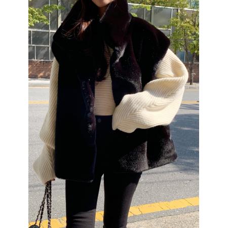 FA50329# 高端奢华韩国东大门时尚皮草马甲外套宽松毛毛马夹韩版外套 服裝批發女裝批發服飾貨源