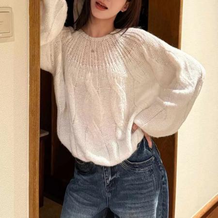 FA50336# 显瘦慵懒气质温柔柔软垂感百搭设计感毛衣女冬季新款时尚衣服 服裝批發女裝批發服飾貨源