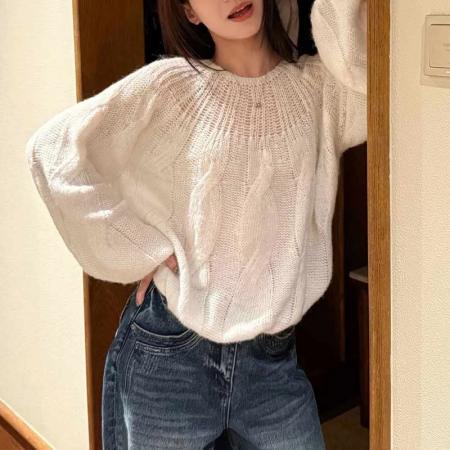 FA50336# 显瘦慵懒气质温柔柔软垂感百搭设计感毛衣女冬季新款时尚衣服 服裝批發女裝批發服飾貨源