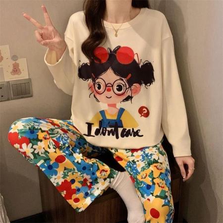 FA50353# 秋冬季德绒长袖套装少女感网红爆款直播高品卡通保暖 服裝批發女裝批發服飾貨源