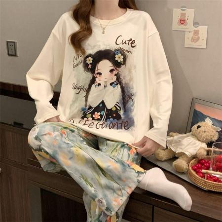 FA50354# 秋冬季德绒长袖套装少女感网红爆款直播高品卡通保暖 服裝批發女裝批發服飾貨源