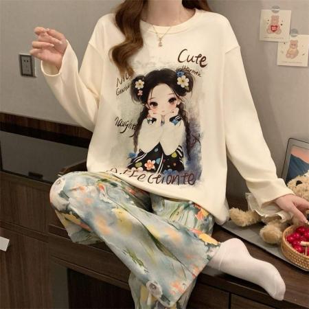 FA50354# 秋冬季德绒长袖套装少女感网红爆款直播高品卡通保暖 服裝批發女裝批發服飾貨源