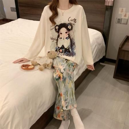 FA50354# 秋冬季德绒长袖套装少女感网红爆款直播高品卡通保暖 服裝批發女裝批發服飾貨源