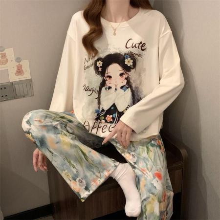 FA50354# 秋冬季德绒长袖套装少女感网红爆款直播高品卡通保暖 服裝批發女裝批發服飾貨源