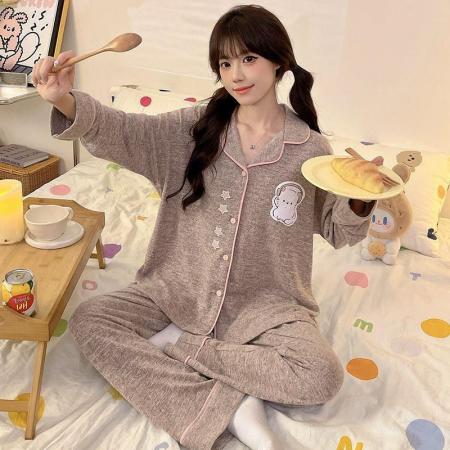 FA50355# 秋季羊绒开衫长袖长裤毛巾绣女士家居服网红直播高品 服裝批發女裝批發服飾貨源